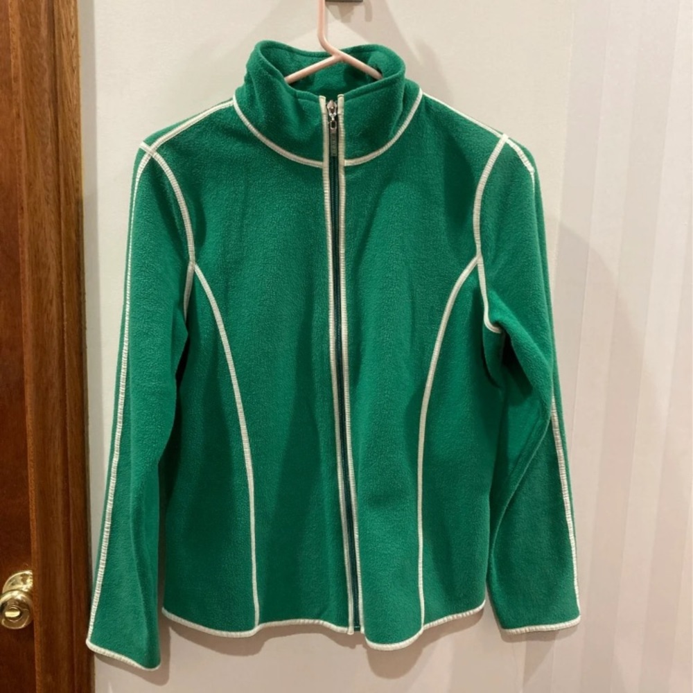 Izod Green Fleece Jacket with White Trim